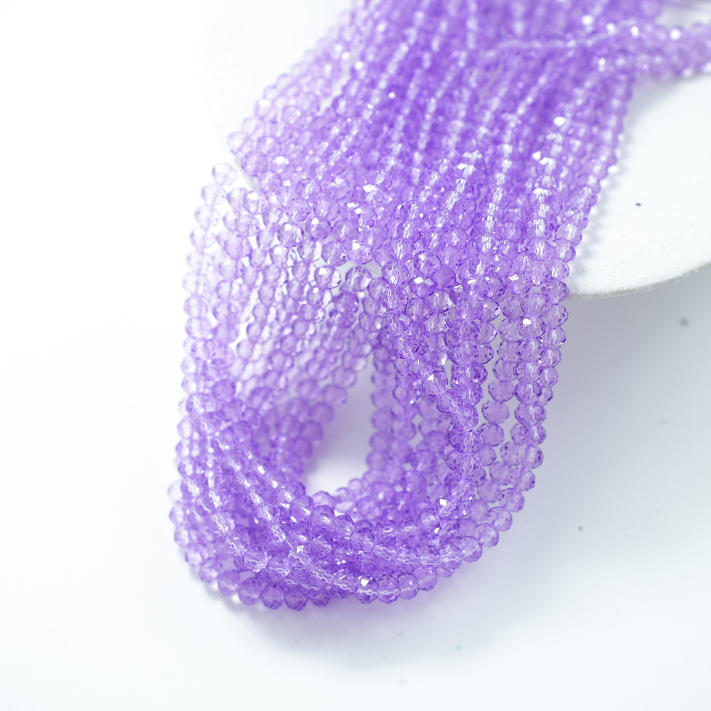 Zirkon,Diamantslebet Rund, 6*5mm/40cm，Hel Streng - Dusty Lilla