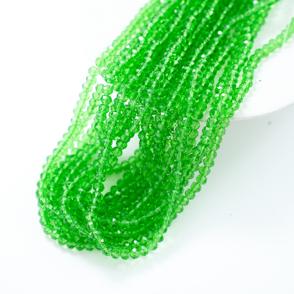 Zirkon,Diamantslebet Rund, 6*5mm/40cm，Hel Streng - Grøn