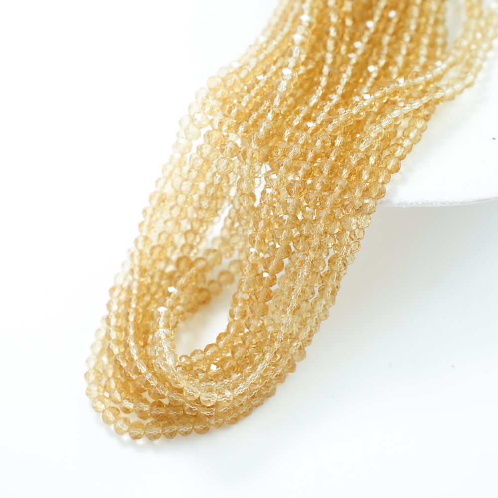 Zirkon,Diamantslebet Rund, 6*5mm/40cm，Hel Streng - Old Gold