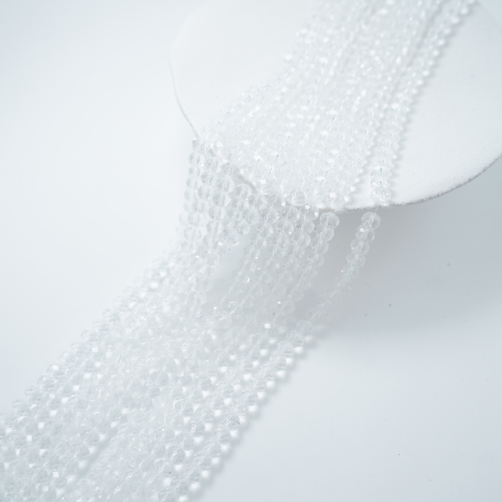 Zirkon,Diamantslebet Rund, 6*7.5mm/38cm，Hel Streng - Hvid