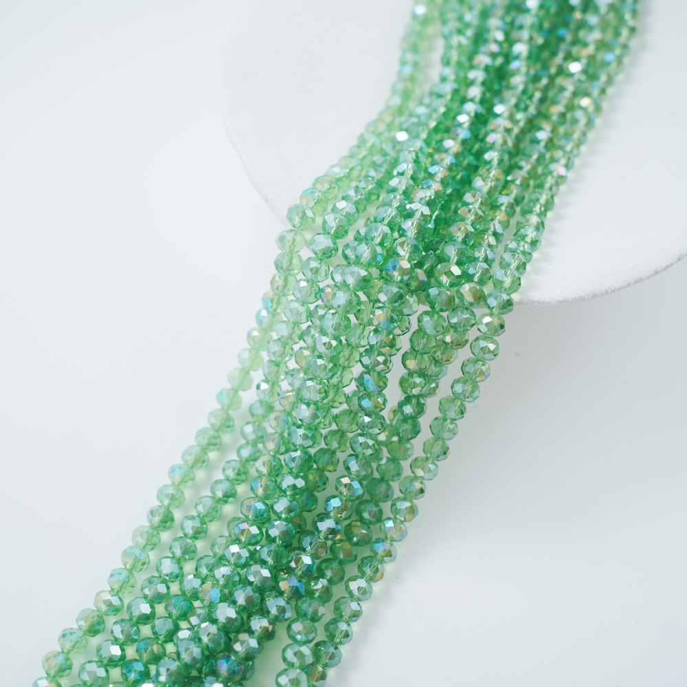 Zirkon,Diamantslebet Rund, 6*8mm/39cm，Hel Streng - Grøn