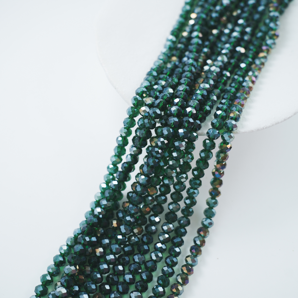 Zirkon,Diamantslebet Rund, 6*8mm/39cm，Hel Streng - Guld med iriserende effekt‌ 