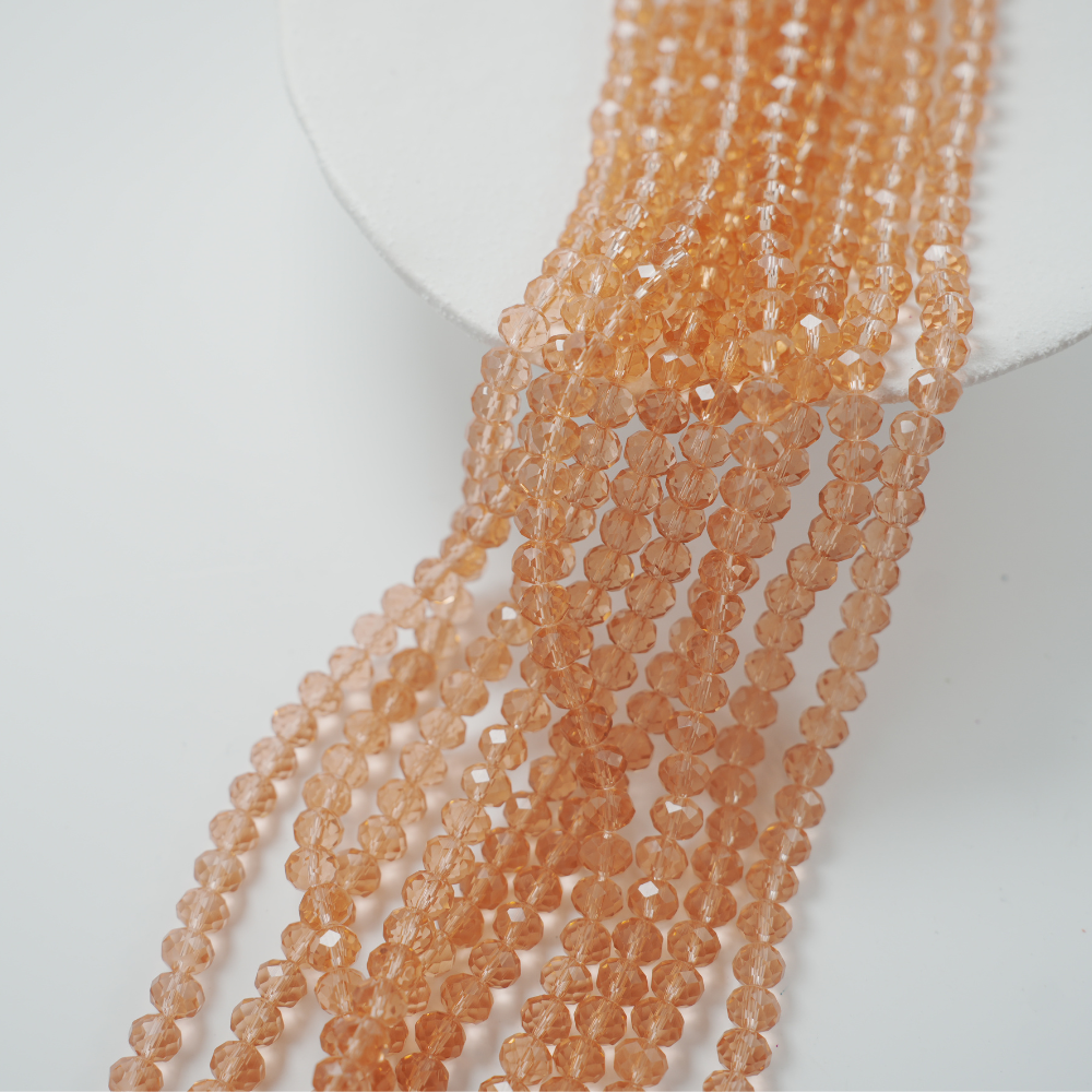 Zirkon,Diamantslebet Rund, 6*8mm/42cm，Hel Streng - Sweet Rose