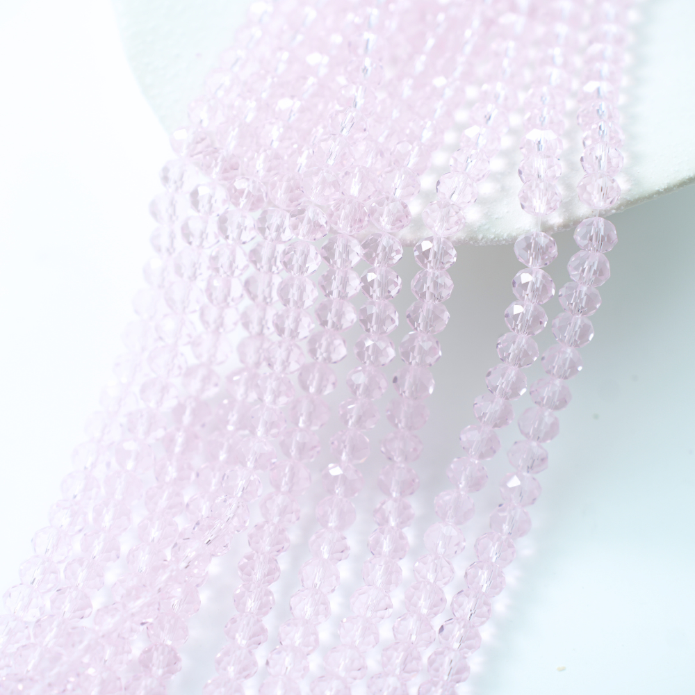 Zirkon,Diamantslebet Rund, 7.5*6.5mm/40cm，Hel Streng - Vanilla