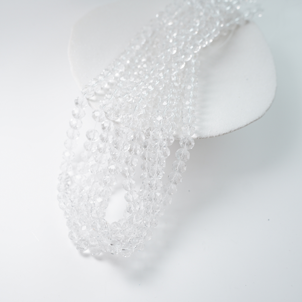 Zirkon,Diamantslebet Rund, 8.6*11mm/52cm，Hel Streng - Hvid