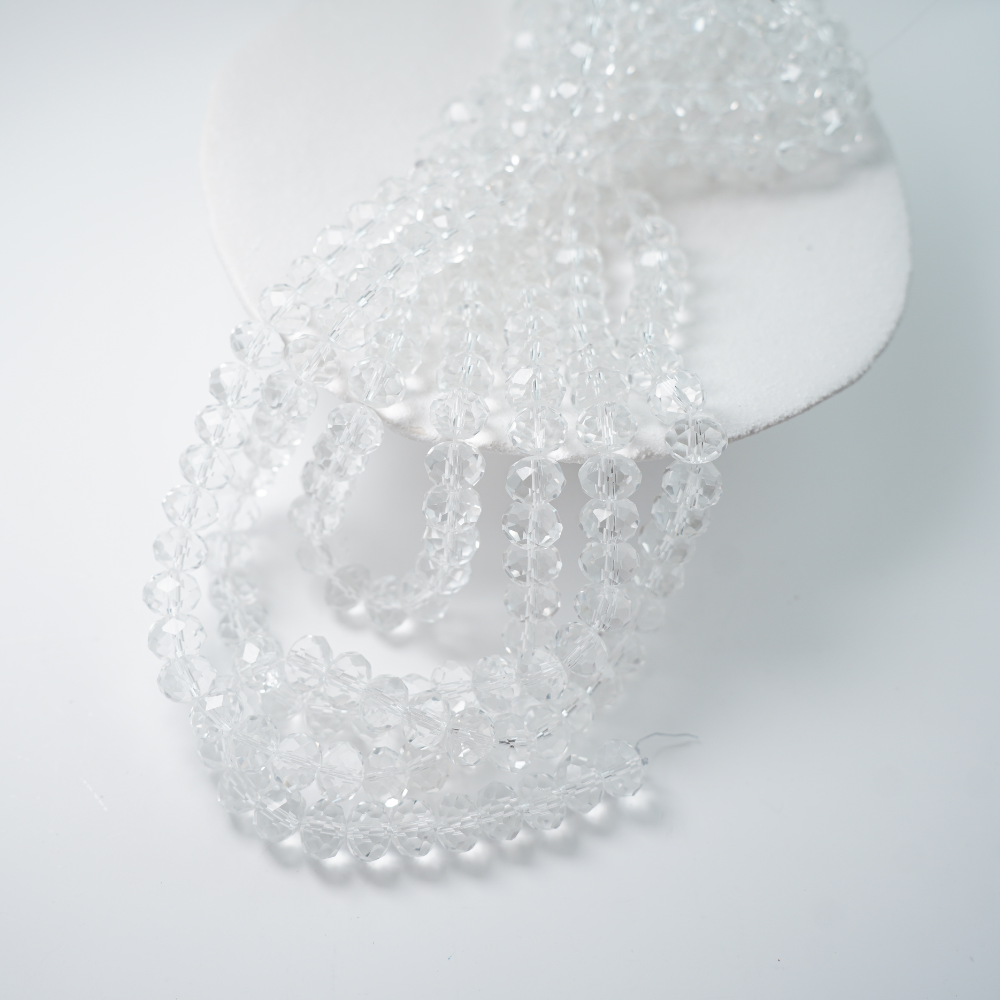 Zirkon,Diamantslebet Rund, 8*10mm/52cm，Hel Streng - Hvid