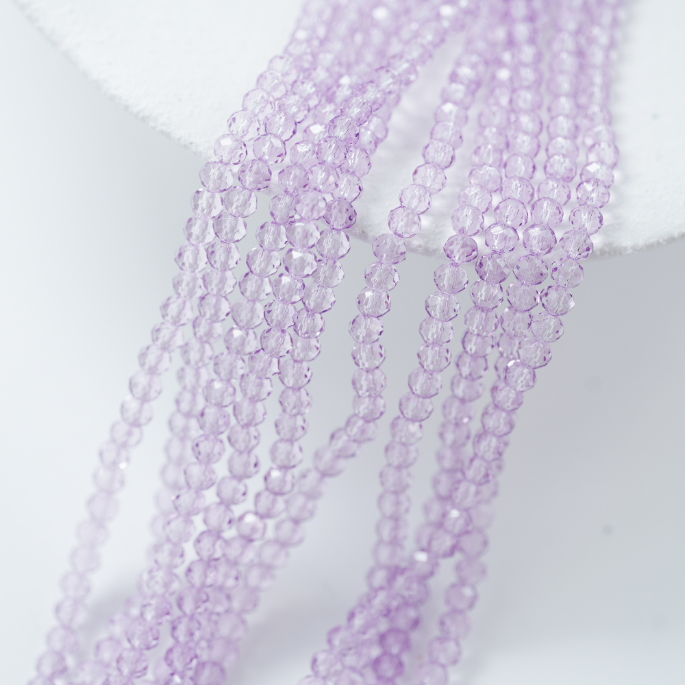 Zirkon,Diamantslebet Rund, 8*6mm/40cm，Hel Streng - Lilla