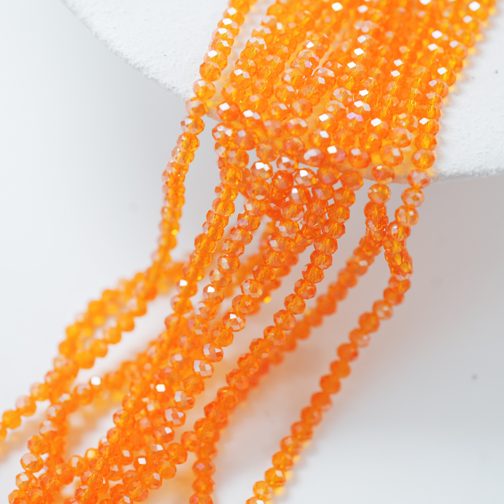 Zirkon,Diamantslebet Rund, 4.5*3.5mm/38cm，Hel Streng - Warm Orange