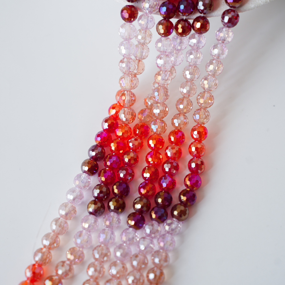 Zirkon,Diamantslebet Rund,8mm/37cm，Hel Streng - Mix2