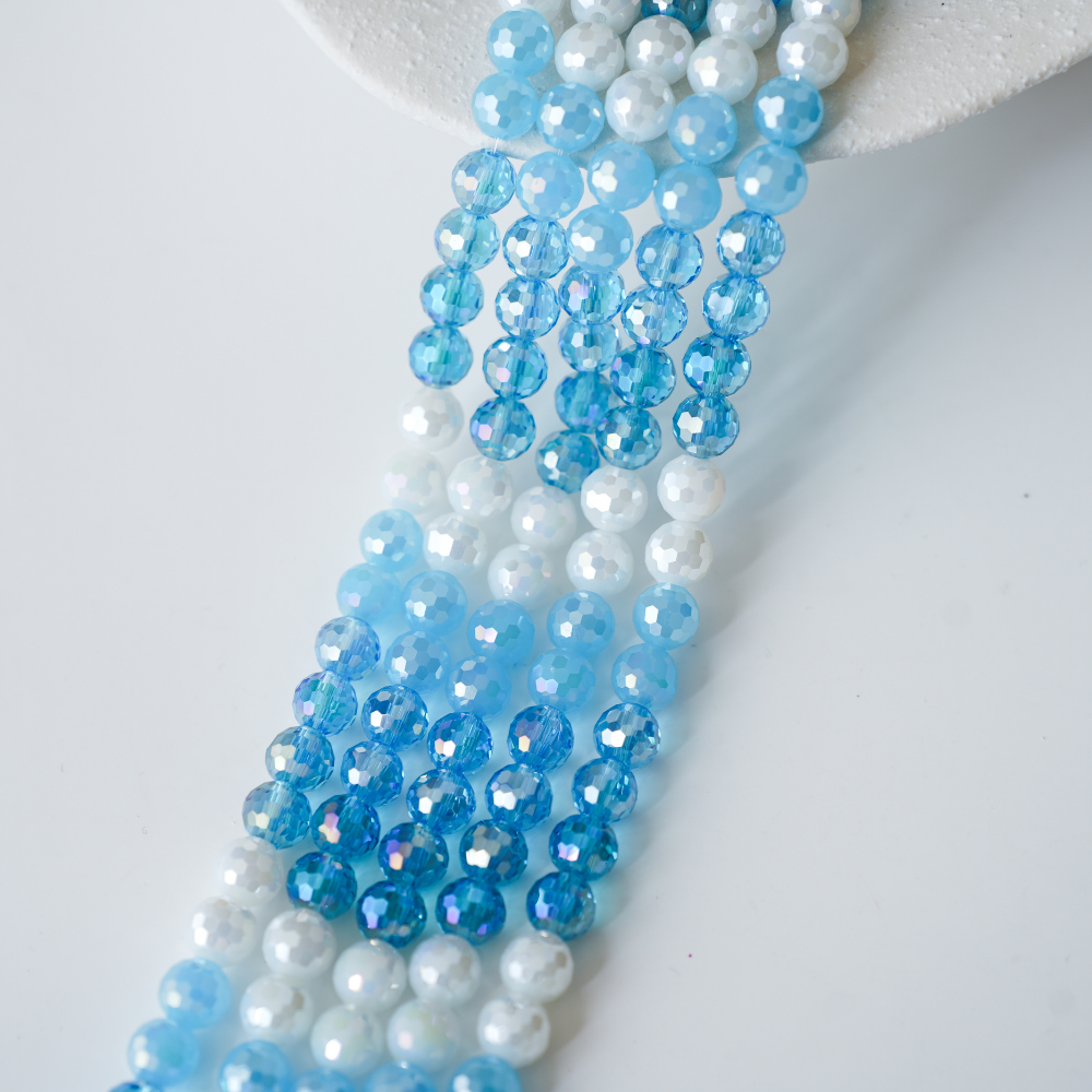 Zirkon,Diamantslebet Rund,8mm/37cm，Hel Streng - Mix3