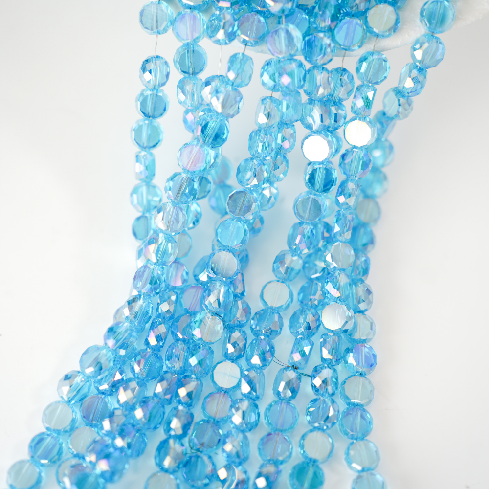 Zirkon,Facetslebne mønter, 8mm/54cm，Hel Streng - Dybhavesblå