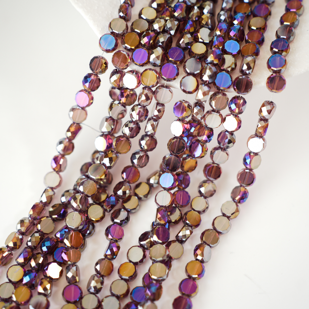 Zirkon,Facetslebne mønter, 8mm/54cm，Hel Streng -  Forzinket rød