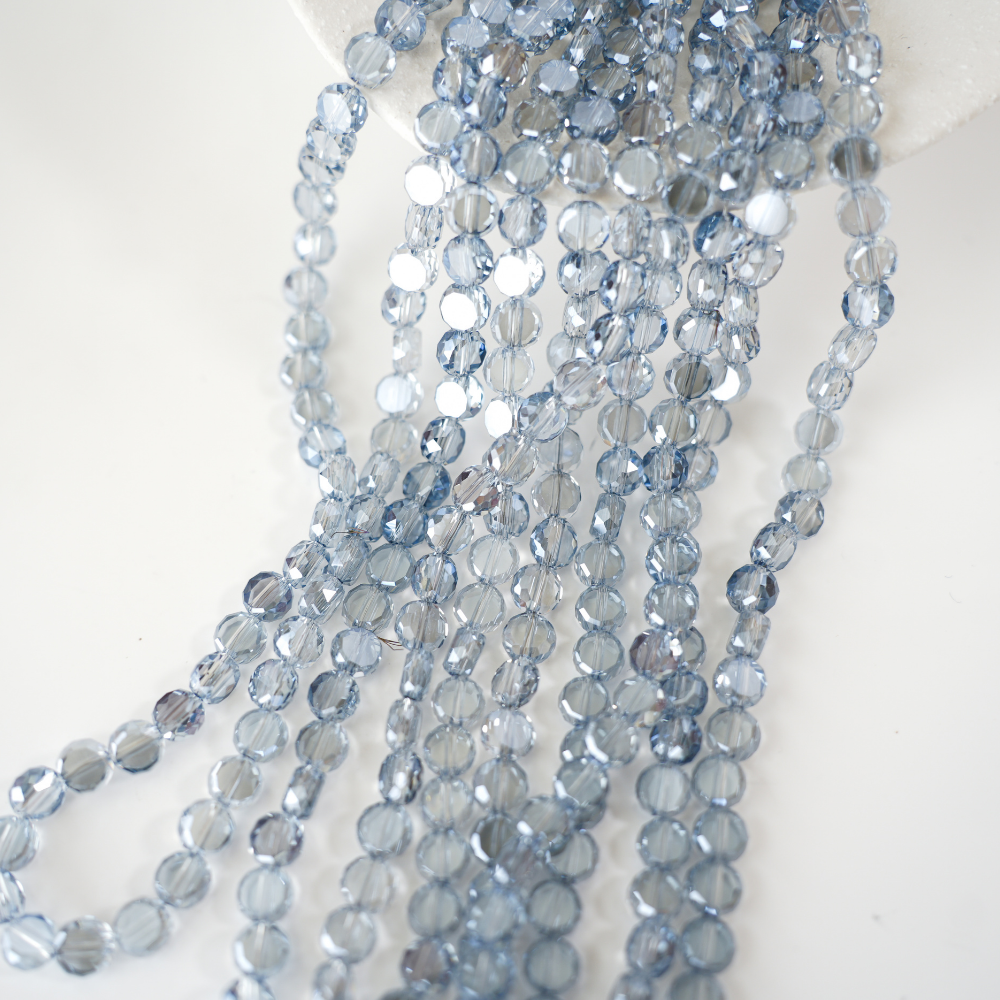 Zirkon,Facetslebne mønter, 8mm/54cm，Hel Streng - Gråblå