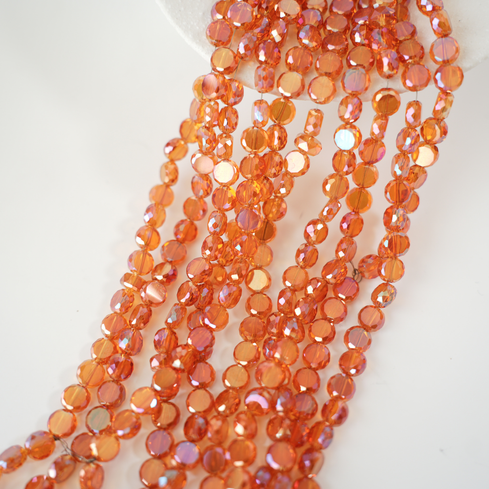 Zirkon,Facetslebne mønter, 8mm/54cm，Hel Streng - Old Gold