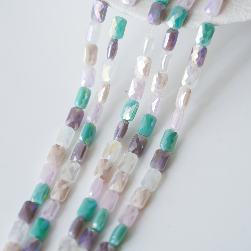 Zirkon,Facetslebne rektangel‌,9*6mm/42cm,Hel Streng - Mix1