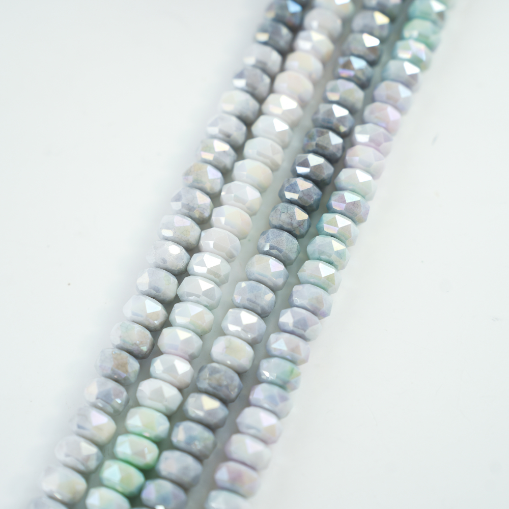 Zirkon,Facetslebne rondeller， Macron, 8mm/39cm，Hel Streng - Grå