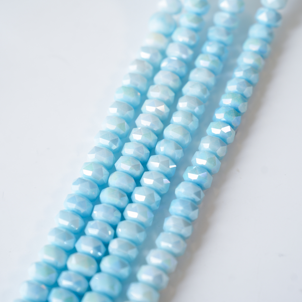 Zirkon,Facetslebne rondeller， Macron, 8mm/39cm，Hel Streng - Lyseblå