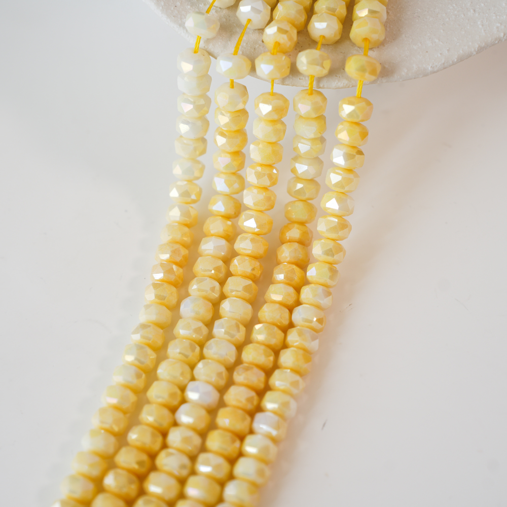 Zirkon,Facetslebne rondeller， Macron, 8mm/39cm，Hel Streng - Lysegul