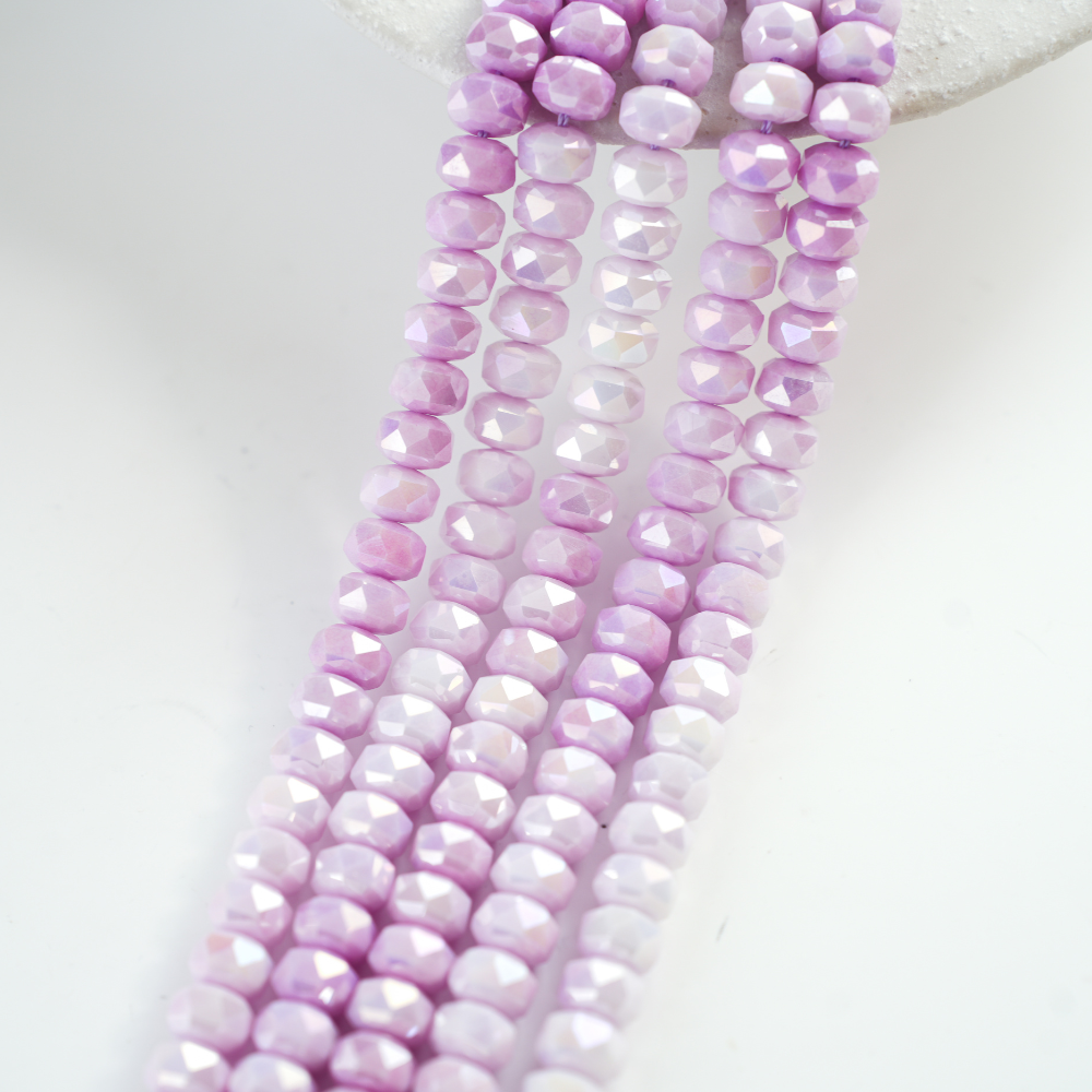 Zirkon,Facetslebne rondeller， Macron, 8mm/39cm，Hel Streng - Lyslilla