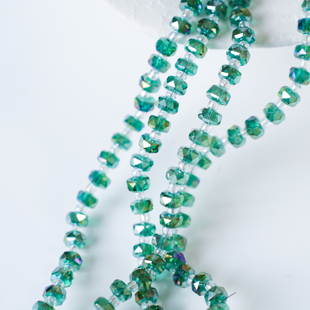 Zirkon,Facetslebne rondeller med mellemled, 6mm/55cm，Hel Streng - Smaragd