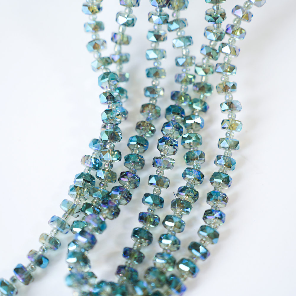 Zirkon,Facetslebne rondeller med mellemled, 8mm/55cm，Hel Streng - Forzinket grøn