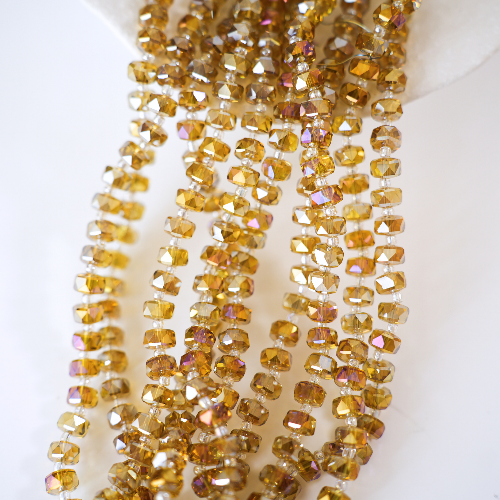 Zirkon,Facetslebne rondeller med mellemled, 8mm/55cm，Hel Streng - Gylden