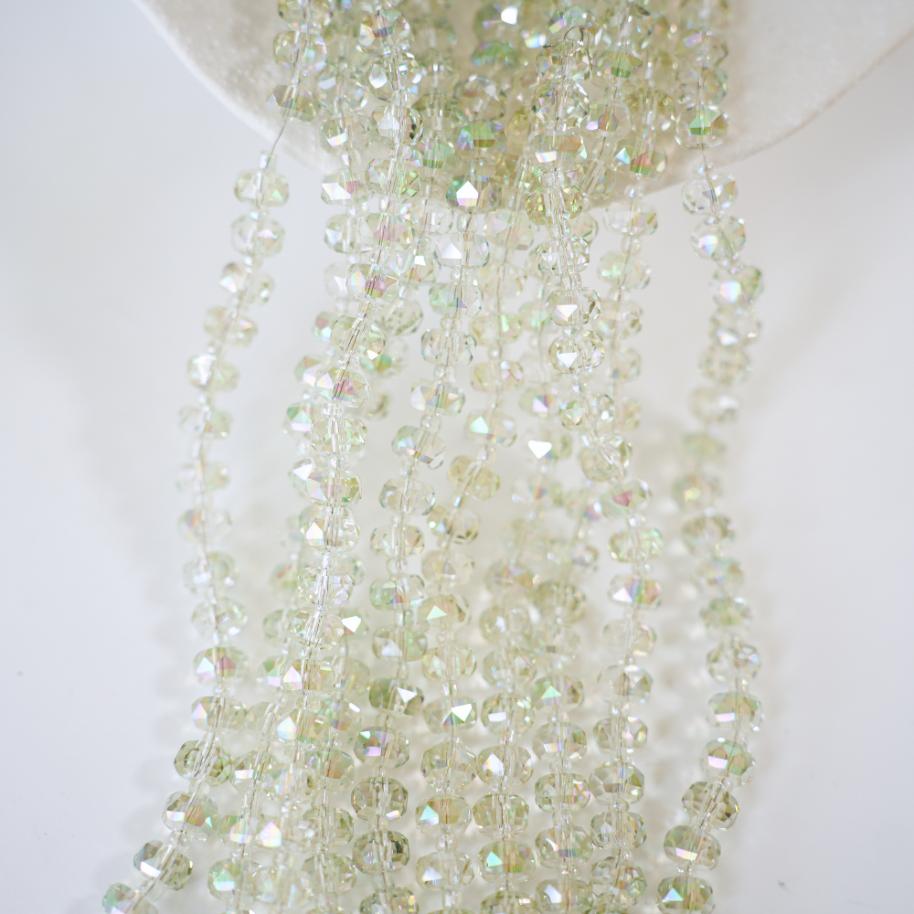 Zirkon,Facetslebne rondeller med mellemled, 8mm/55cm，Hel Streng - Lysegrøn