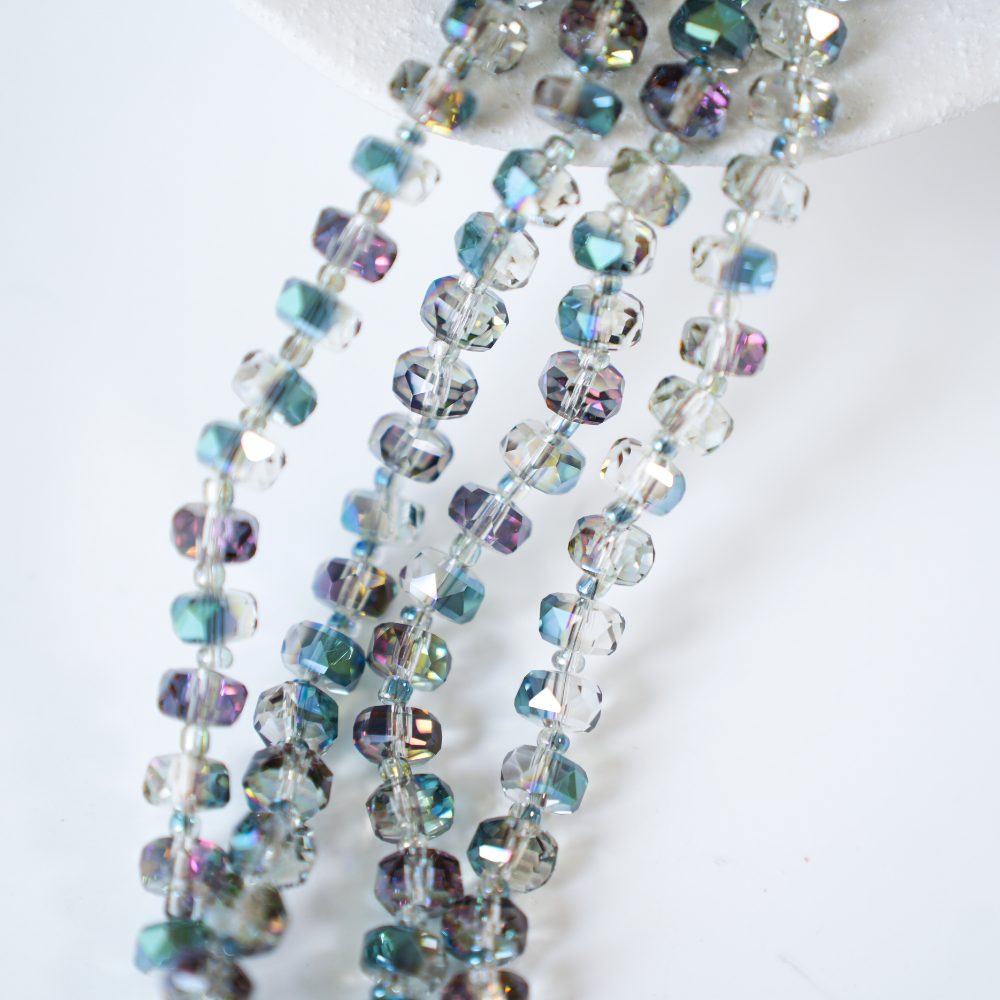 Zirkon,Facetslebne rondeller med mellemled, 8mm/55cm，Hel Streng - Mix