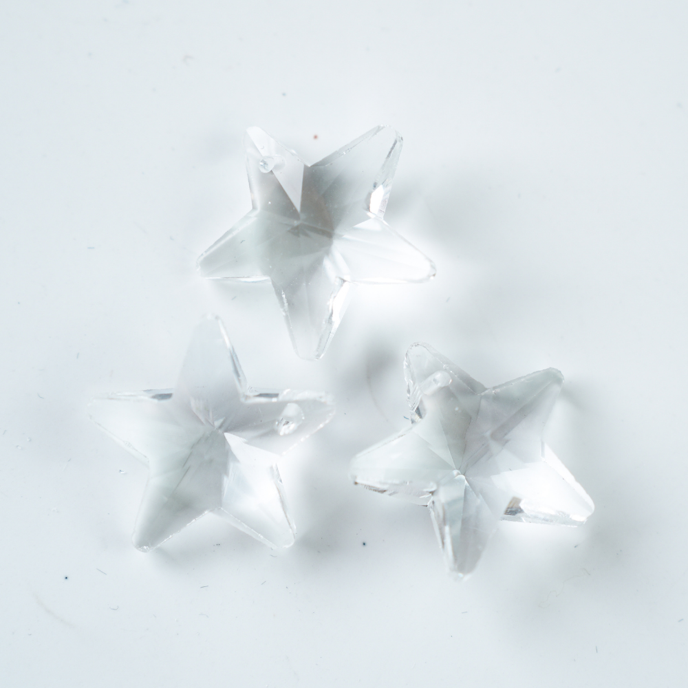 Zirkon,Femkantet Stjerne,20mm，2 stk. - Gennemsigtig