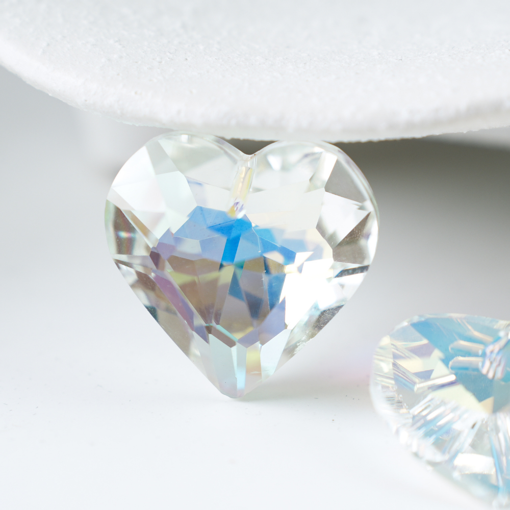 Zirkon,Hjerte,28*27.8mm，1 stk. - Forchromet