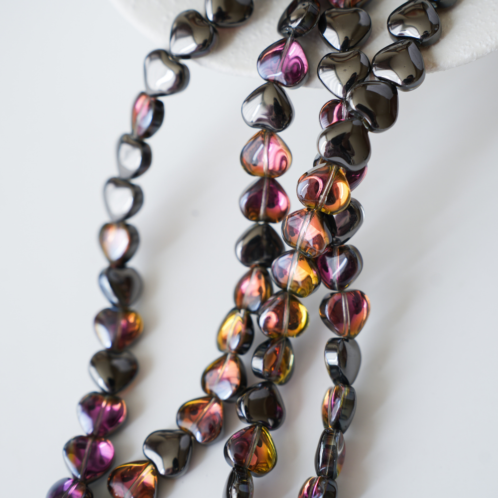 Zirkon,Hjerte Perler,10.4*10mm/92cm，Hel Streng -  Rødvin