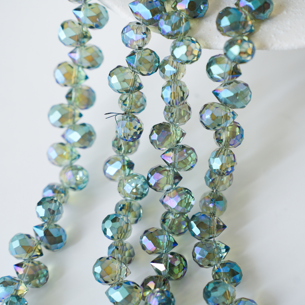 Zirkon,Jordbær,11*8mm/56cm，Hel Streng - Påfugleblå