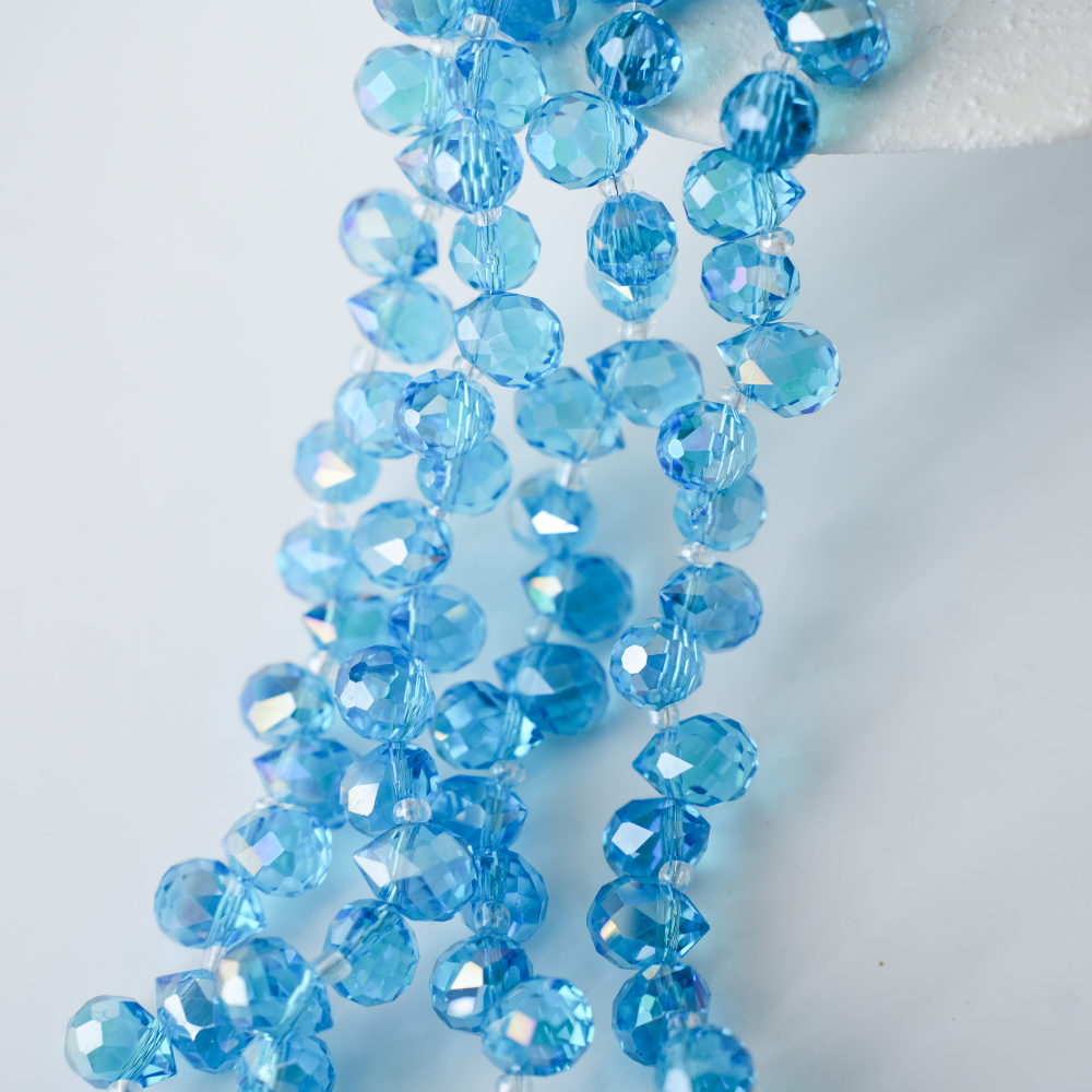 Zirkon,Jordbær,11*8mm/65cm，Hel Streng - Dybhavesblå