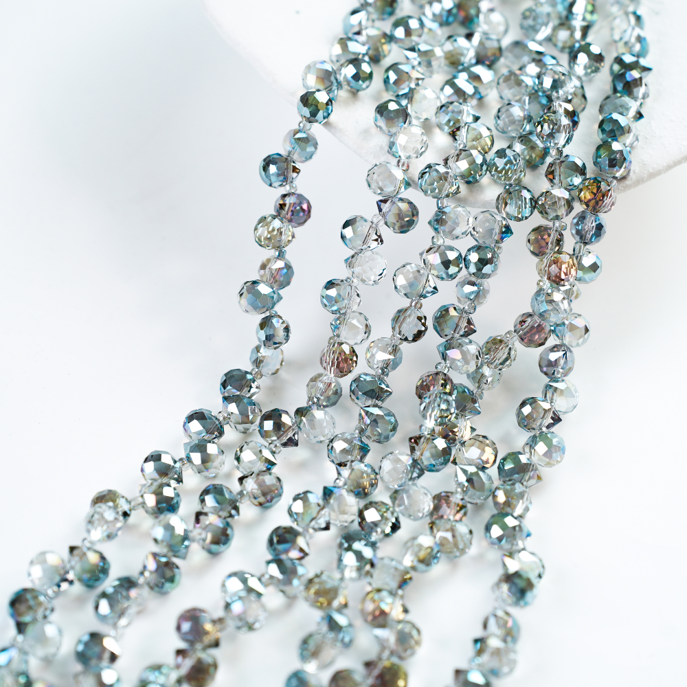 Zirkon,Jordbær,11*8mm/65cm，Hel Streng - Lyseblå Mix