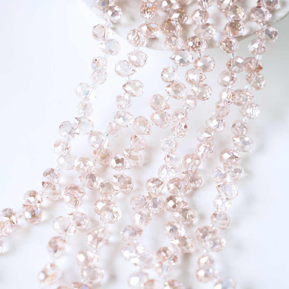 Zirkon,Jordbær,11*8mm/65cm，Hel Streng - Lyserød