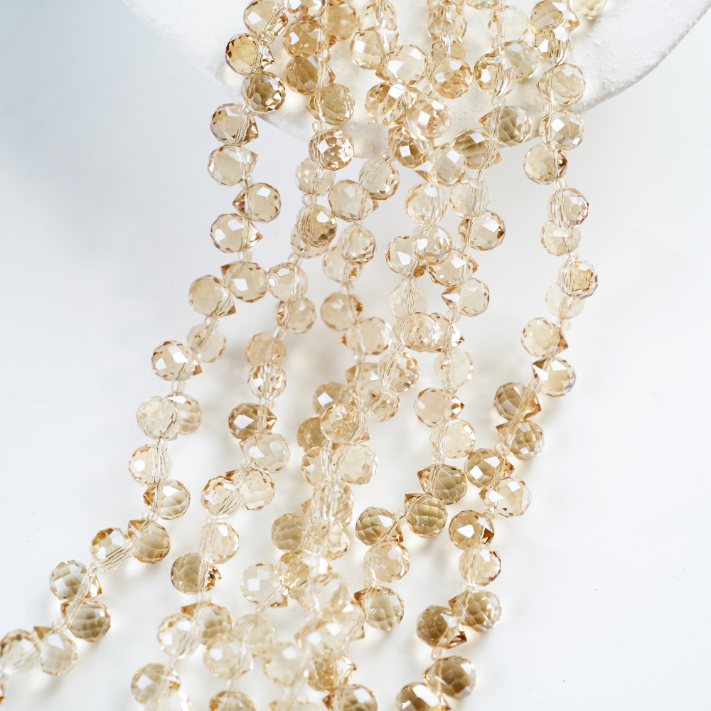 Zirkon,Jordbær,11*8mm/65cm，Hel Streng - Old Gold