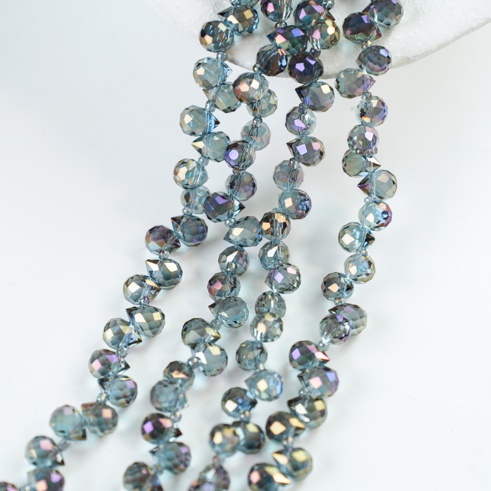Zirkon,Jordbær,11*8mm/65cm，Hel Streng - Påfugleblå
