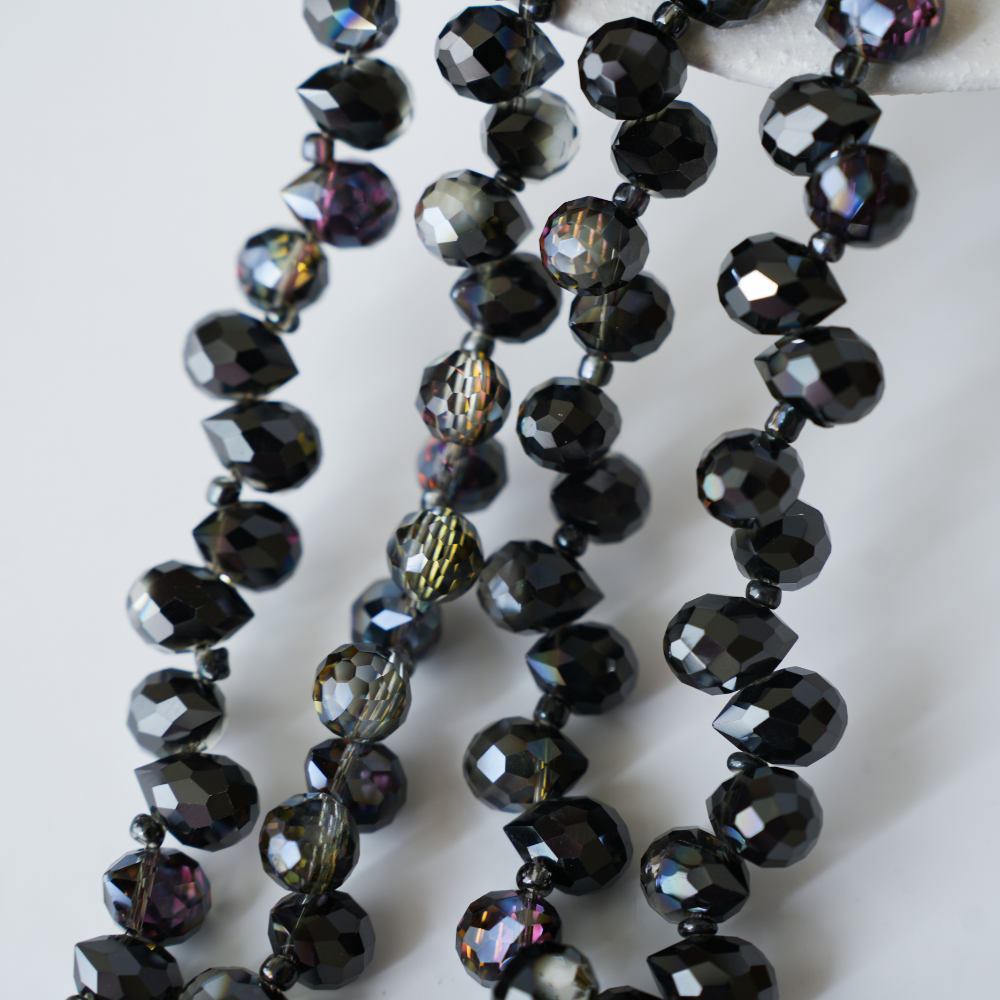 Zirkon,Jordbær,11*8mm/70cm，Hel Streng -Forzinket sort