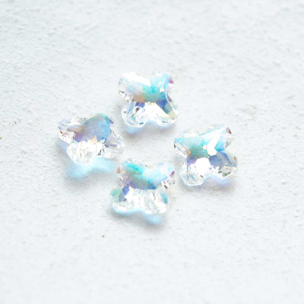 Zirkon,Kløverbladform,11.3mm，2 stk. - Forchromet