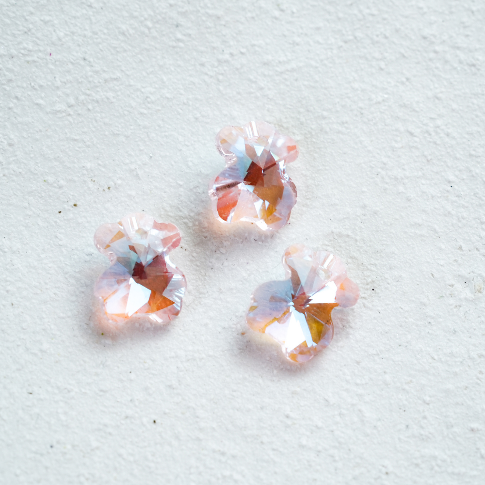 Zirkon,lille bjørn,13.3*11mm，2 stk. - Lyserød