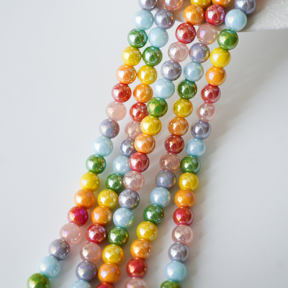 Zirkon,Rund,8mm/39cm，Hel Streng - Mix1