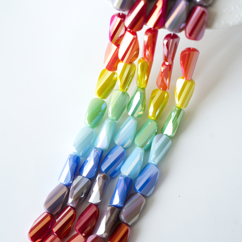 Zirkon,Slebne Cylinder Nuggets,8*14mm/39cm，Hel Streng - Mix1