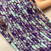 Jasper , rørsten, ca. 4 × 13 mm, 1 streng