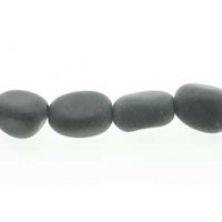 Sort onyx, nugget, mat, 15x10 mm, 1 streng