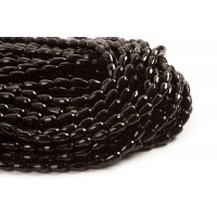 Sort onyx, dråbe, facet, 8x14 mm, 1 streng