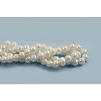 Glasperle, perlemor, ca. 10 mm, hvid.