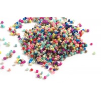 Seed beads, ca. 1,5-2x1-2 mm, multicolour, ca. 10 gram