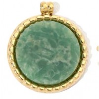 Vedhæng,Rund m/ Jade sten,11.4 x13.4 mm. rustfrit stål forgyldt med18K guld, vandfast  stk.