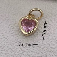Vedhæng, pink hjerte, ca. 7.6x10 mm, FG, 5 stk.