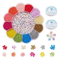 DIY sæt med seed beads, ca. 9800 perler og elastiktråd, 1 æske